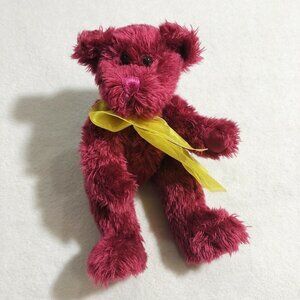 Vintage Progressive Red Bear Plush 10” Posable Articulated Joint Yellow Collar